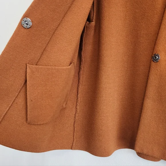 Moth Anthropologie Carey Knit Cardigan Jacket Blazer In Rust Brown Size Small - Picture 4 of 10